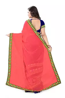 Pink Embroidered Georgette Saree With Blouse