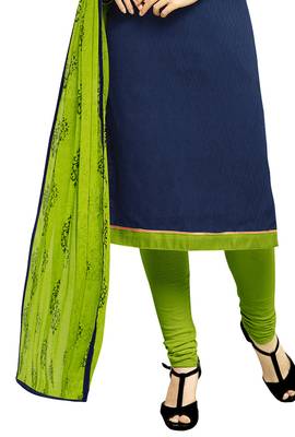 Navy Blue embroidered Lakda Jacquard Work unstitched salwar with dupatta 3
