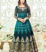 Dark green multi resham work georgette salwar