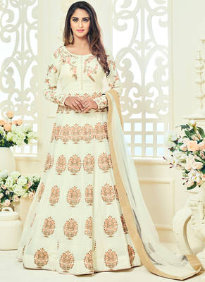 Off white multi resham work georgette salwar 1