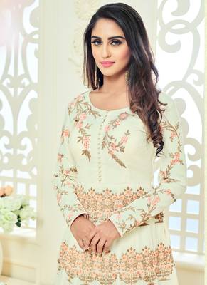 Off white multi resham work georgette salwar 2