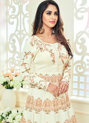 Off white multi resham work georgette salwar 3