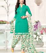 Green printed cotton salwar with dupatta