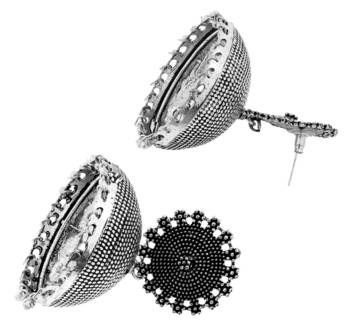 Filigree Large Statement Antique Plated Oxidized German Silver Jaipur Jhumki Earring For Girls Women 3