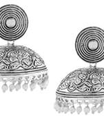 Large Statement Antique Plated Oxidized Pearl German Silver Jaipur Jhumki Earring For Girls Women