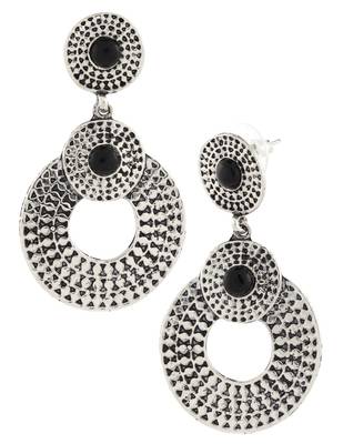 Indian Geometric Oxidized German Silver Plated Black Dangling Earring for Women 2