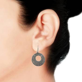 Dainty Indian Jaipur Geometric Oxidized German Silver Jhumki Earring for Women 4