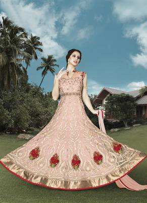 Baby pink embroidered net salwar 1