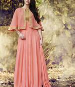 Peach embroidered georgette salwar
