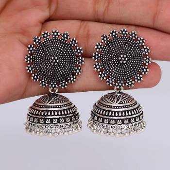 Oxidised Silver Plating Handmade Jhumka Earrings 3