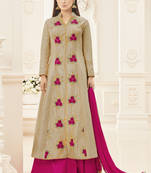 Beige embroidered silk salwar