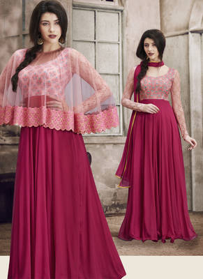 Maroon multi resham work georgette salwar 1