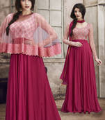 Maroon multi resham work georgette salwar