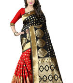 Black woven banarasi art silk saree with blouse