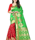 Green woven banarasi saree with blouse
