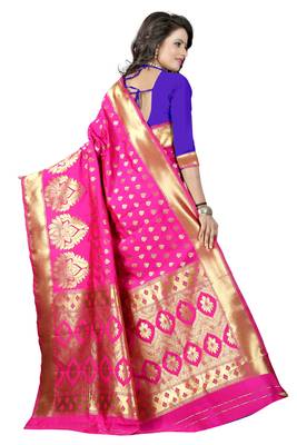 Pink banarasi saree with blouse 2