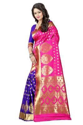Pink banarasi saree with blouse 3