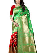 Green woven banarasi saree with blouse