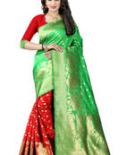 Green woven banarasi saree with blouse
