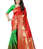 Red woven banarasi saree with blouse