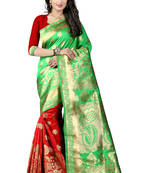 Green woven banarasi  saree with blouse