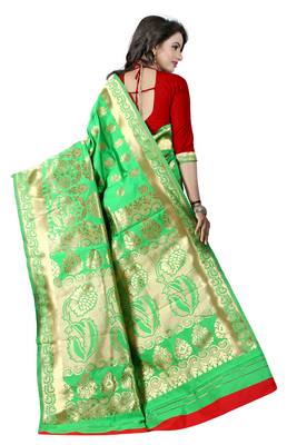 Green woven banarasi  saree with blouse 2