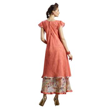 peach embroidered georgette  kurti 2