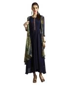 blue embroidered georgette  kurti