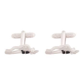 Shaze Rhodium Finish Driver Cufflinks for Men || Gift for Brother || Gift for Men 1