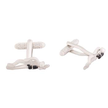 Shaze Rhodium Finish Driver Cufflinks for Men || Gift for Brother || Gift for Men 2