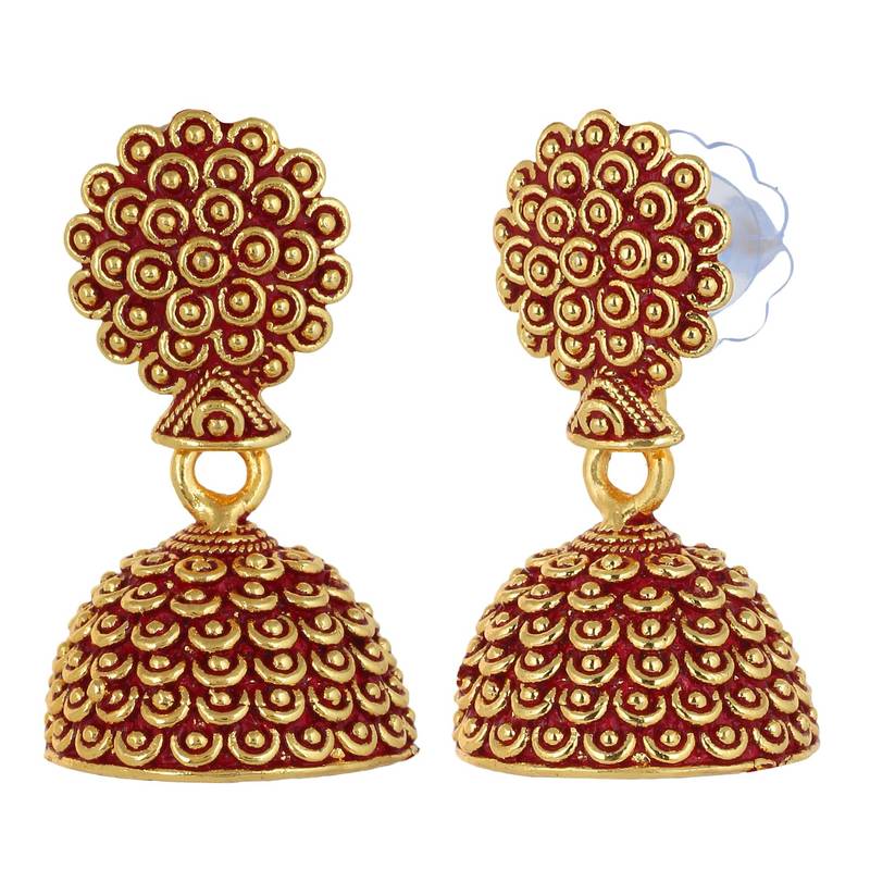 Reddish Golden Shade Casual Jhumka Gift For Her Crazy To Wear 2054116