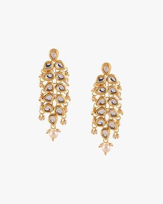 Kundan Teardrop Gold Plated Danglers 2