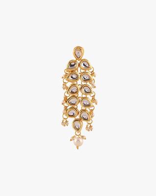 Kundan Teardrop Gold Plated Danglers 3