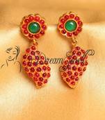 Awesome Gold Plated Kemp  Green Flower Stud