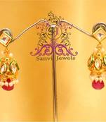 Elegant Ruby & Pearl Jhumki