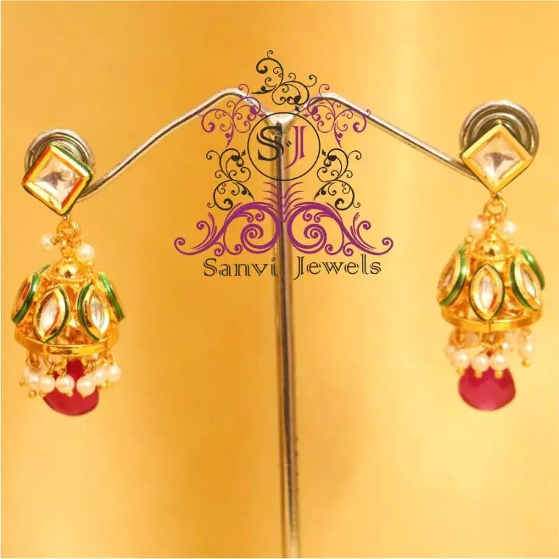 Elegant Ruby & Pearl Jhumki