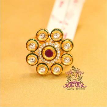 Kundan Ruby Enamelling Adjustable Ring 1