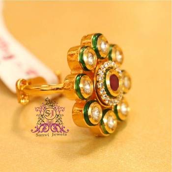 Kundan Ruby Enamelling Adjustable Ring 2