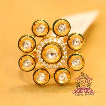 Kundan Meenakari Zircon Adjustable Ring 1