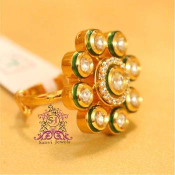 Kundan Meenakari Zircon Adjustable Ring 2