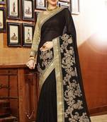 Black embroidered art silk sarees saree with blouse