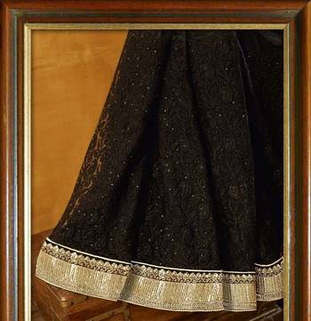 Black embroidered art silk sarees saree with blouse 3