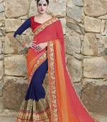 Multicolor embroidered georgette saree with blouse