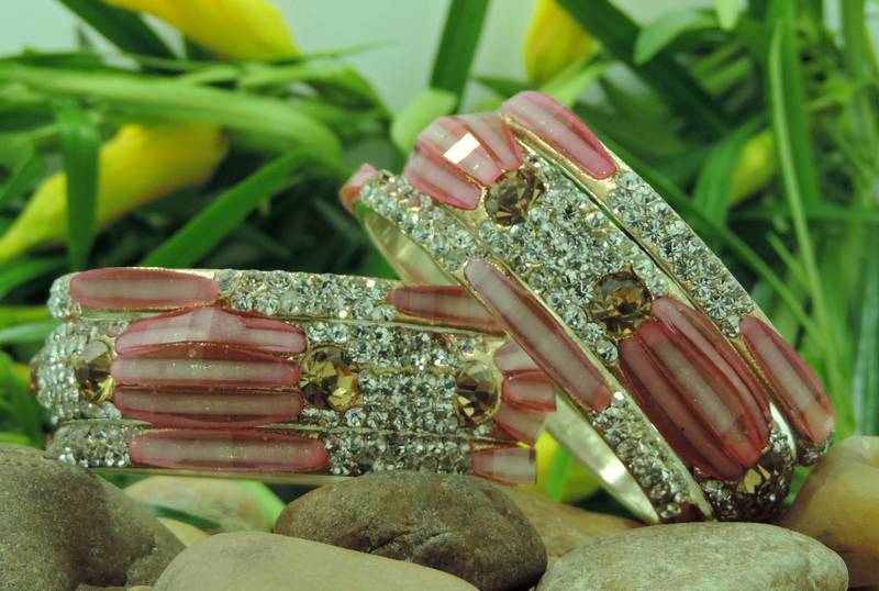 Indian Lakh Bangles Of Jaipur 6 Pcs Set Color Pink