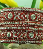 Rajasthani Designer Red Crystal Lakh Bangles