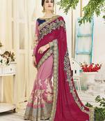 Light Red Art Silk Embroidery Designer Saree