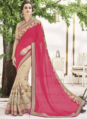 Pink Art Silk Embroidery Designer Saree 1