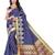 Blue printed art silk saree with blouse