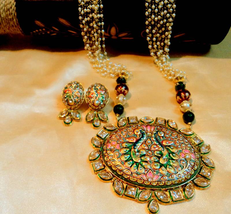 Designer Big Tanjore Kundan Necklace Set Runjhun Jewellery 2058569