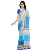 Grey printed crepe saree with blouse